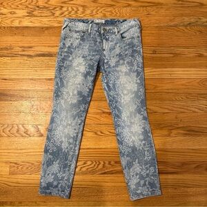 Free People Crop Floral Stretch Skinny Jeans Sz 30